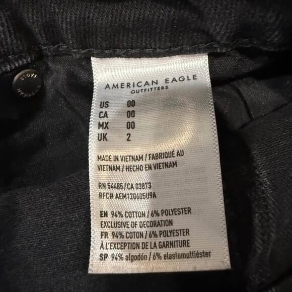 American Eagle High Rise A-Line Button Down Black Denim Skirt Women's 00 Preppy - Picture 6 of 7